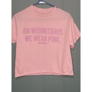 Mean Girls On Wednesdays We Wear Pink Crop T Shirt Women's Size Small
